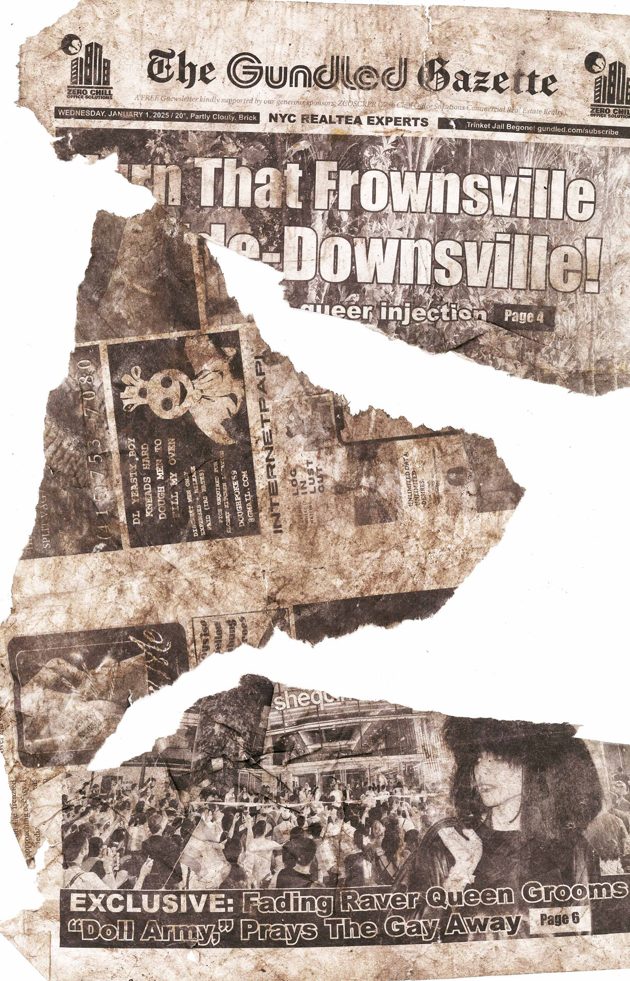 dirty shrapnel of the newspaper