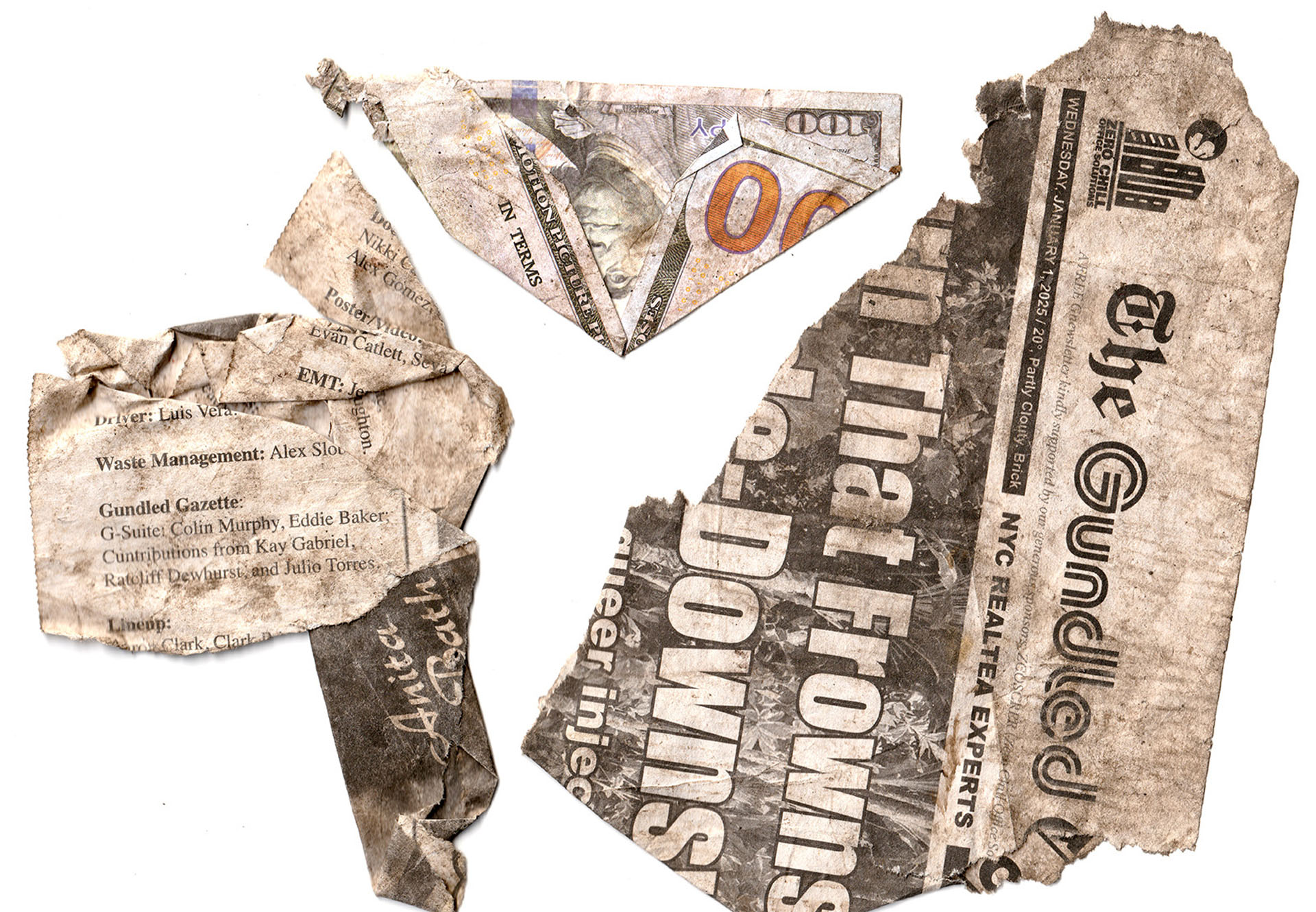 dirty shrapnel of the newspaper